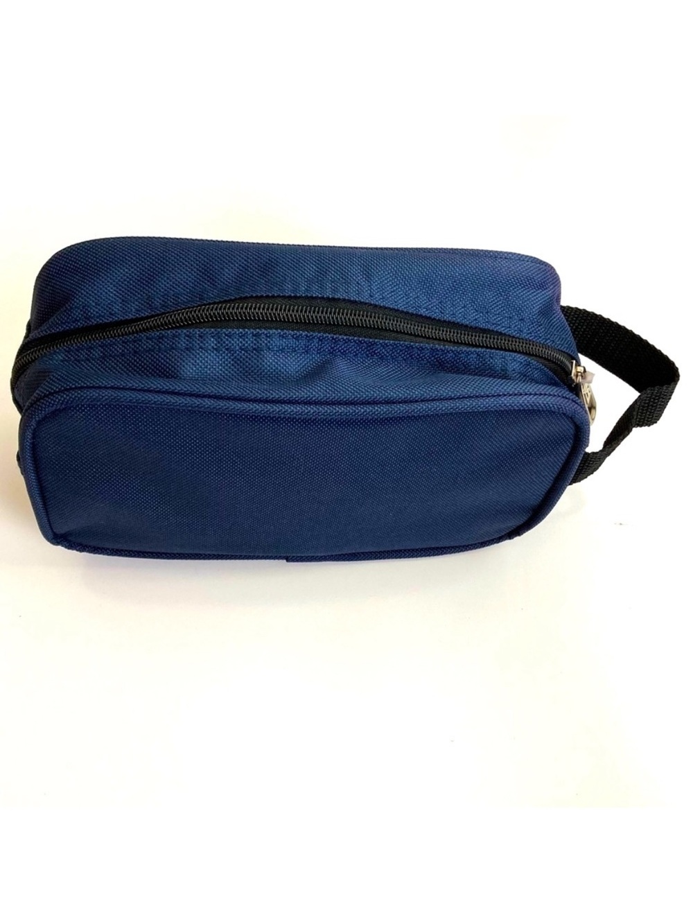 NEW Chaps Navy Blue Travel Toiletry Cosmetic Bag Case w/ Webbed Handle & Zipper